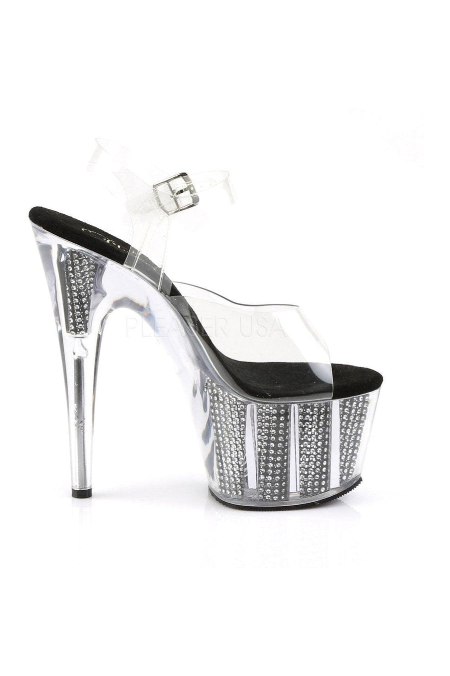 Pleaser ADORE-708SRS Platform Sandal in Black Vinyl