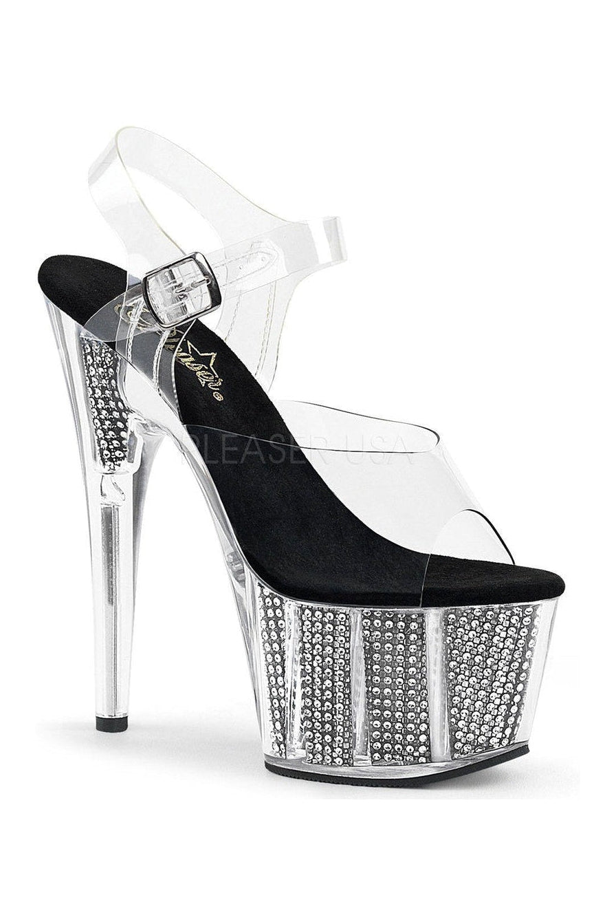 Pleaser ADORE-708SRS Platform Sandal in Black Vinyl from SexyShoes.com