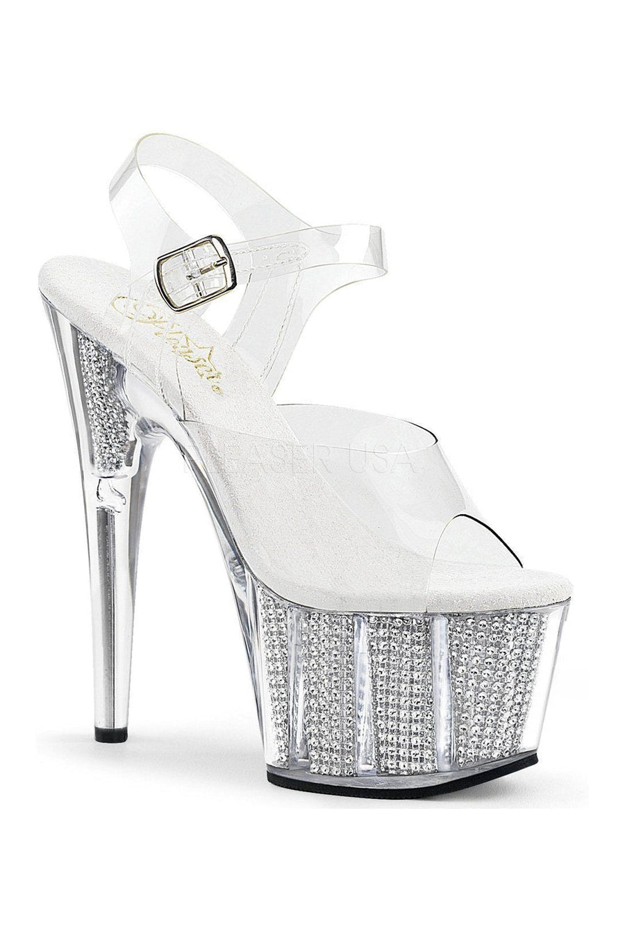 Pleaser ADORE-708SRS Platform Sandal in Clear Vinyl from SexyShoes.com
