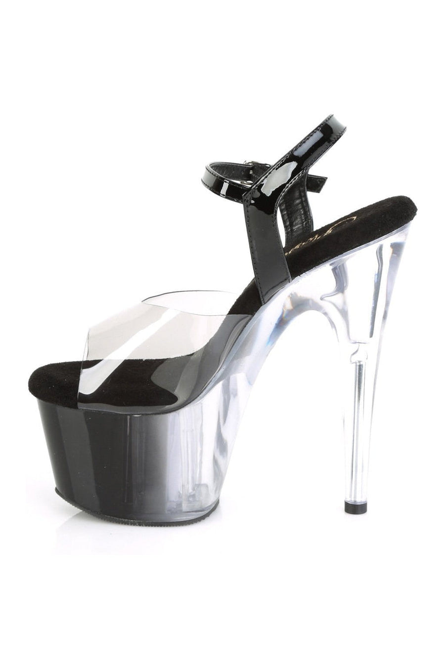 Pleaser ADORE-708T-1 Exotic Sandal in Black Vinyl
