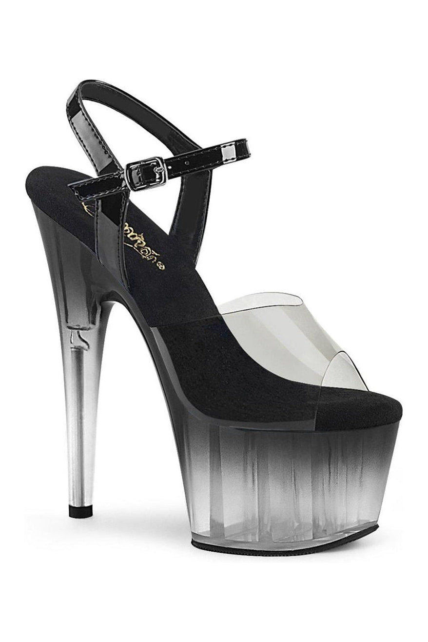 Pleaser ADORE-708T-2 Sandal in Black Vinyl from SexyShoes.com