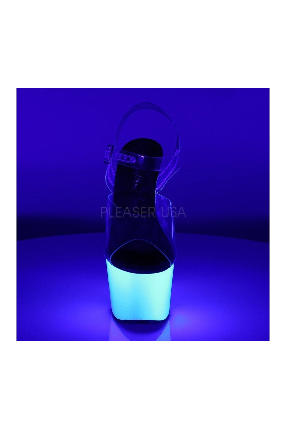 Pleaser ADORE-708UV Platform Sandal in Clear Vinyl