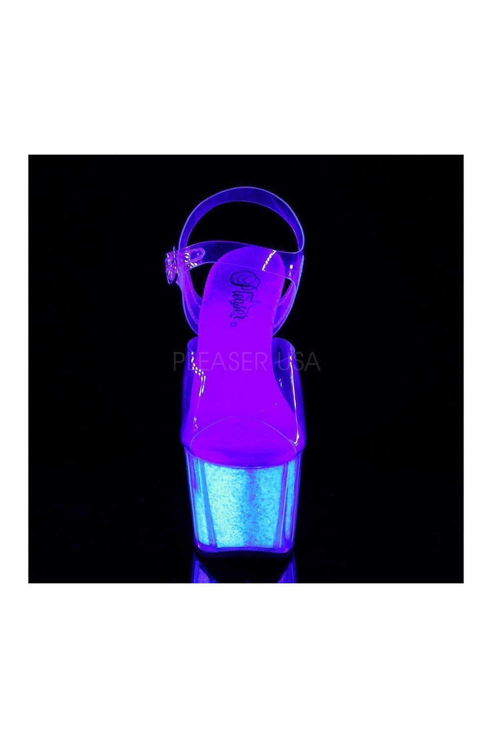 Pleaser ADORE-708UVG Platform Sandals in Clear Vinyl