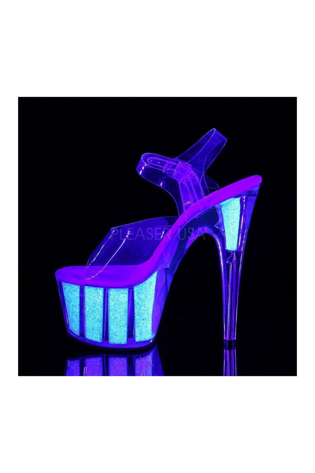 Pleaser ADORE-708UVG Platform Sandals in Clear Vinyl