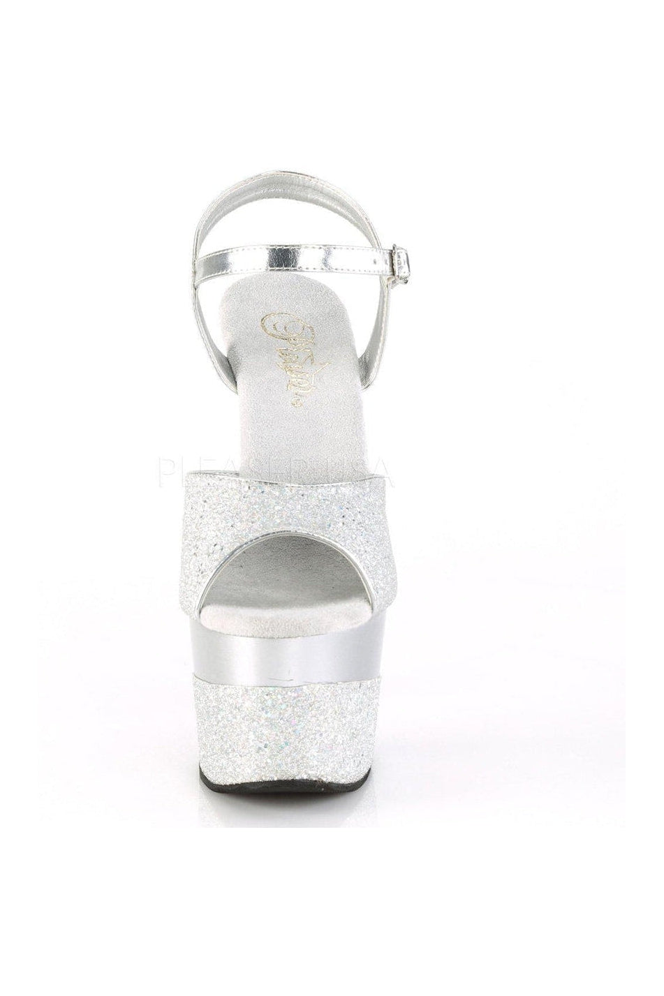 ADORE-709-2G Platform Sandal | Silver Glitter-Pleaser-SEXYSHOES.COM