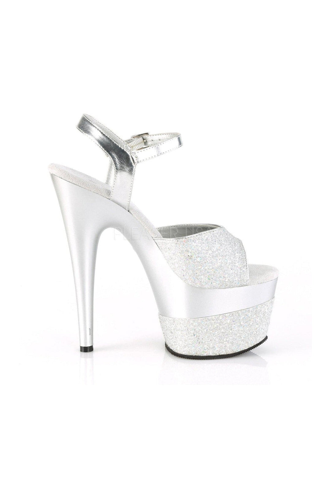 Pleaser ADORE-709-2G Platform Sandal in Silver Glitter
