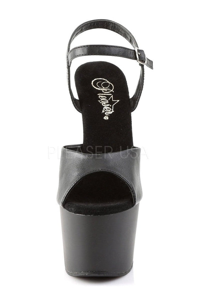 ADORE-709 Platform Sandal  | Black Faux Leather
