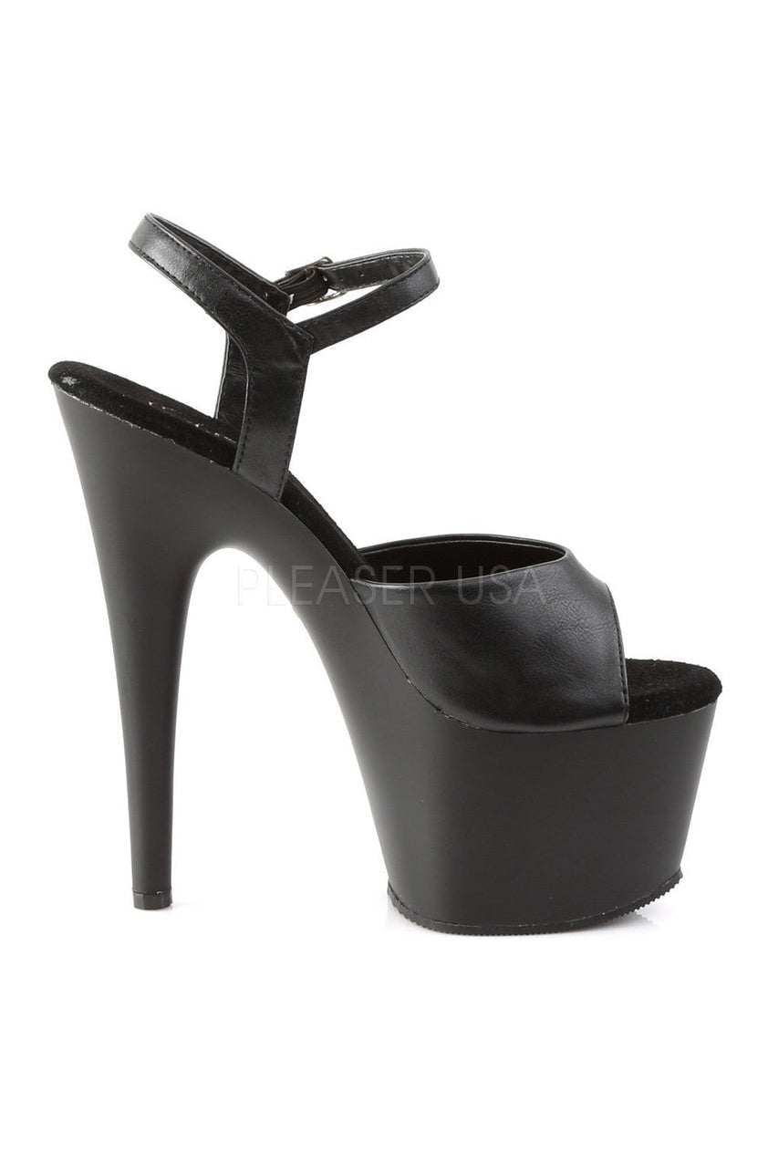 Pleaser ADORE-709 Platform Sandal in Black Faux Leather