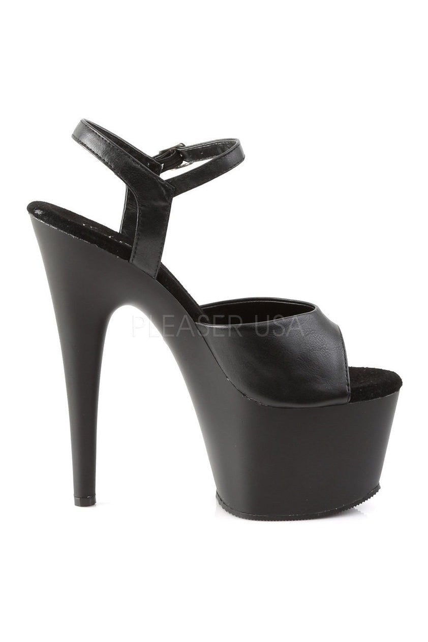 ADORE-709 Platform Sandal | Black Faux Leather-Pleaser-Sandals-SEXYSHOES.COM
