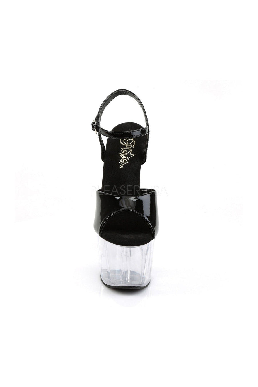Pleaser ADORE-709 Platform Sandal in Black Patent