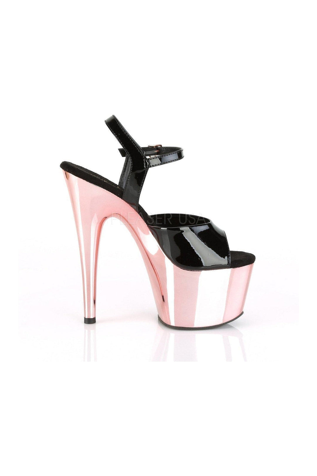 ADORE-709 Platform Sandal | Black Patent-Pleaser-SEXYSHOES.COM