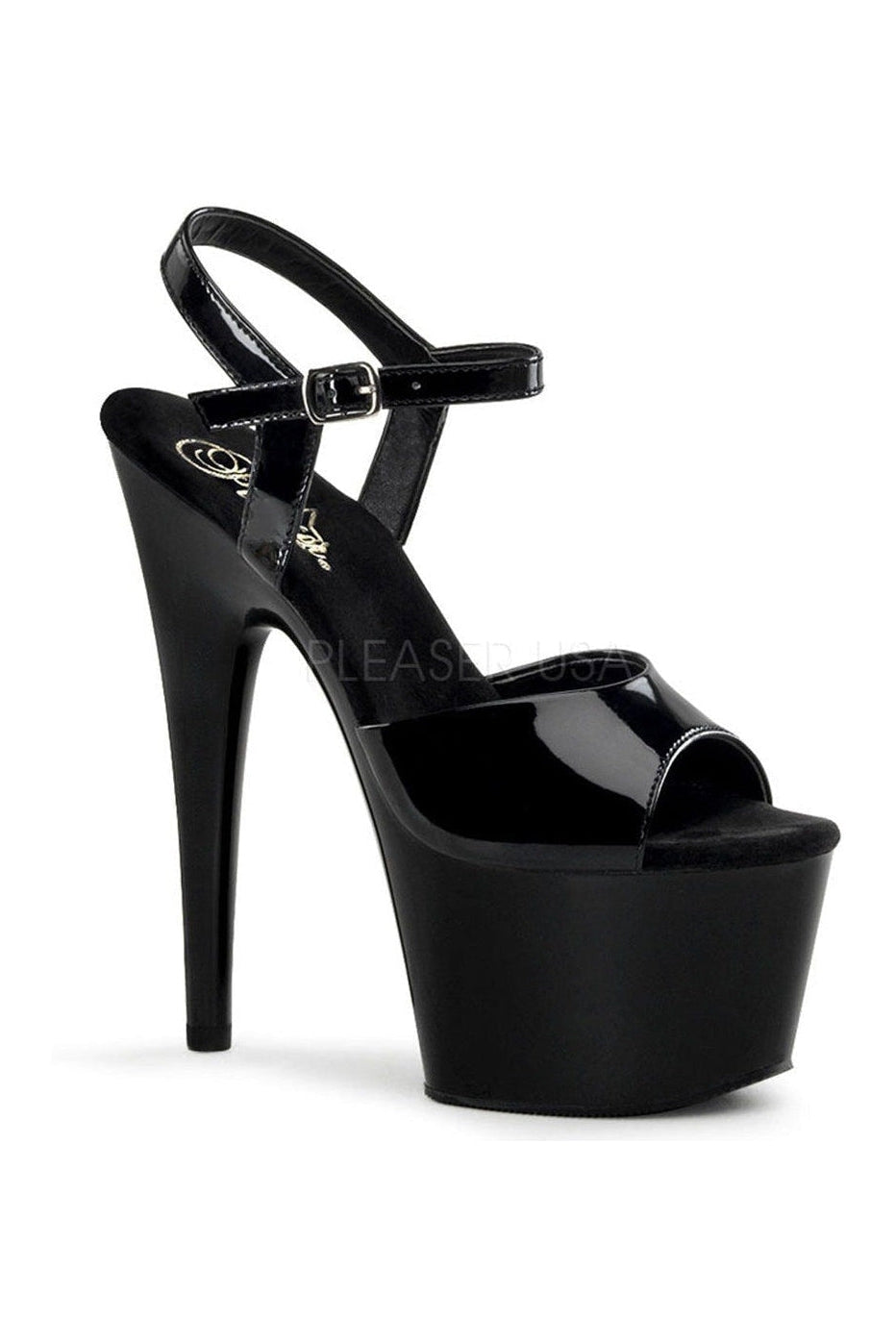 Pleaser ADORE-709 Platform Sandal in Black Patent from SexyShoes.com