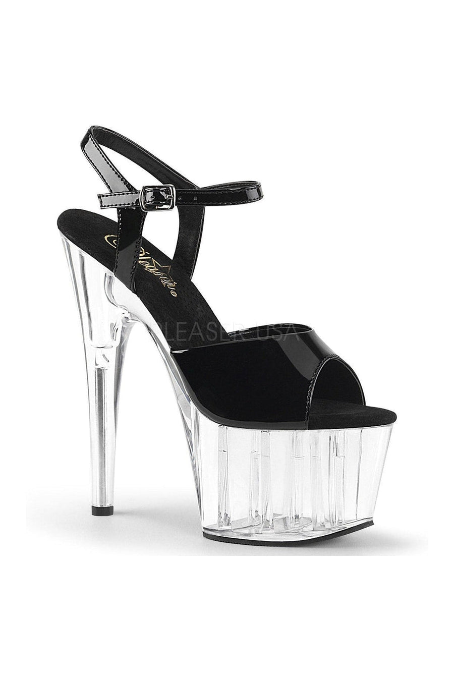 Pleaser ADORE-709 Platform Sandal in Black Patent from SexyShoes.com
