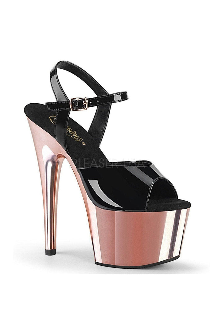 ADORE-709 Platform Sandal | Black Patent-Pleaser-SEXYSHOES.COM