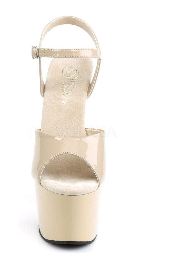 Pleaser ADORE-709 Platform Sandal in Bone Patent