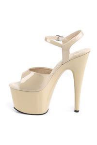 Pleaser ADORE-709 Platform Sandal in Bone Patent