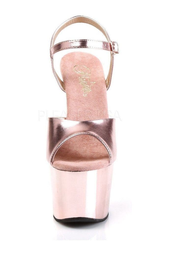 ADORE-709 Platform Sandal | Gold Faux Leather-Pleaser-Sandals-SEXYSHOES.COM