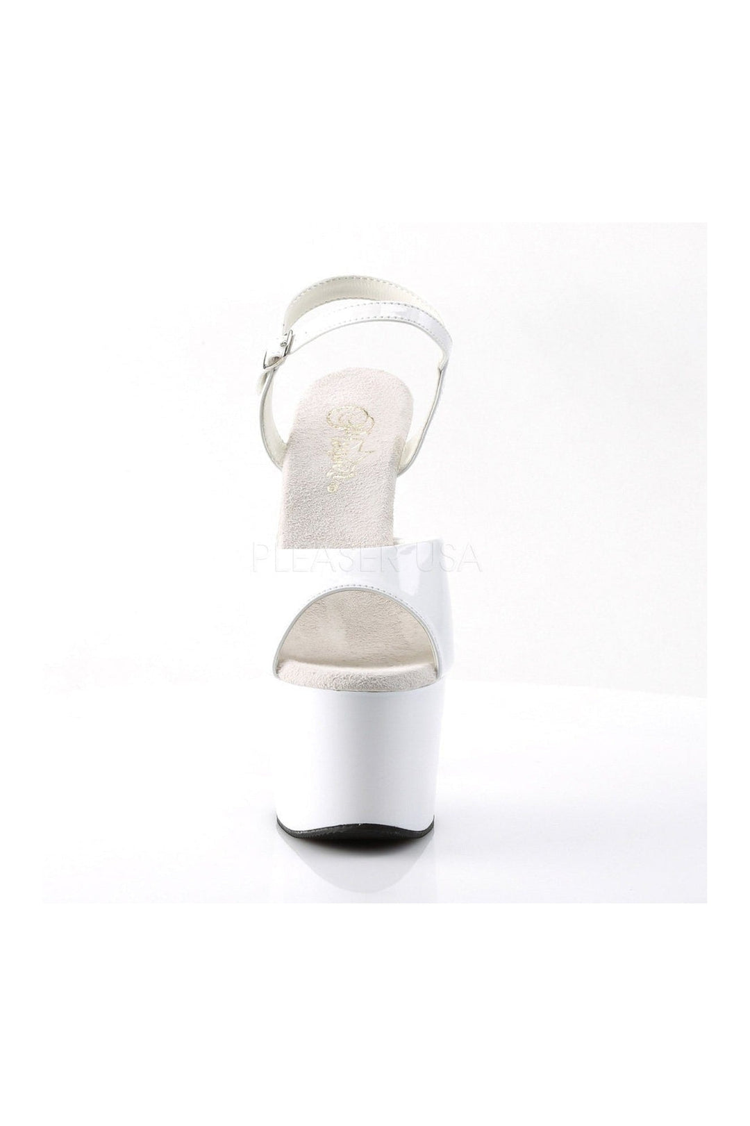 Pleaser ADORE-709 Platform Sandal in White Patent