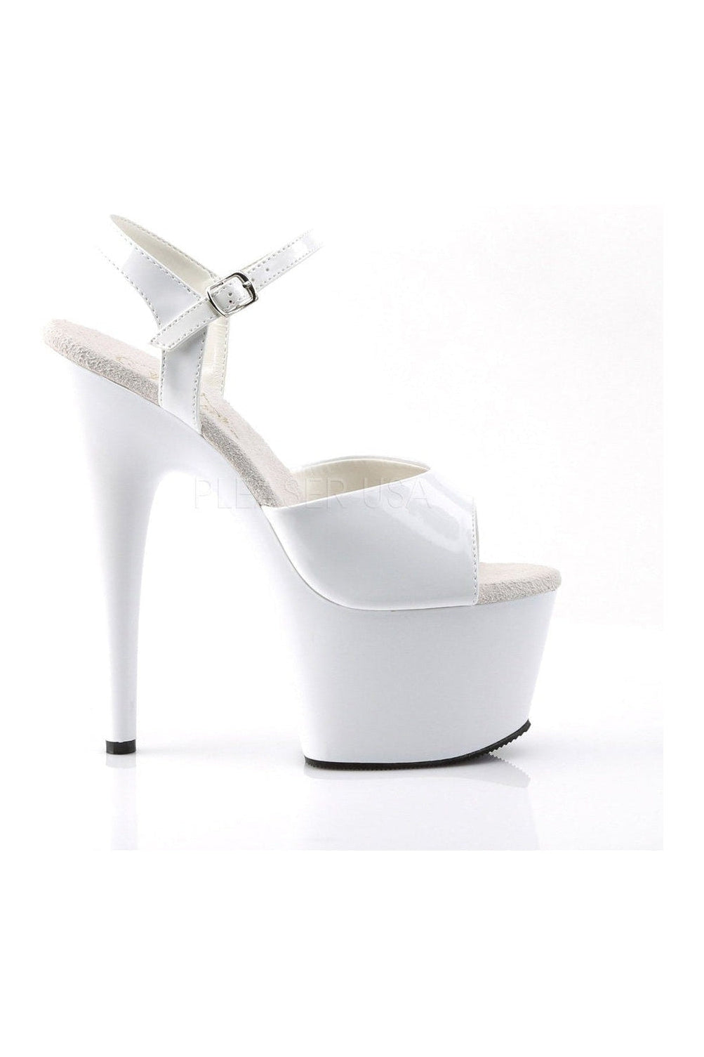 Pleaser ADORE-709 Platform Sandal in White Patent