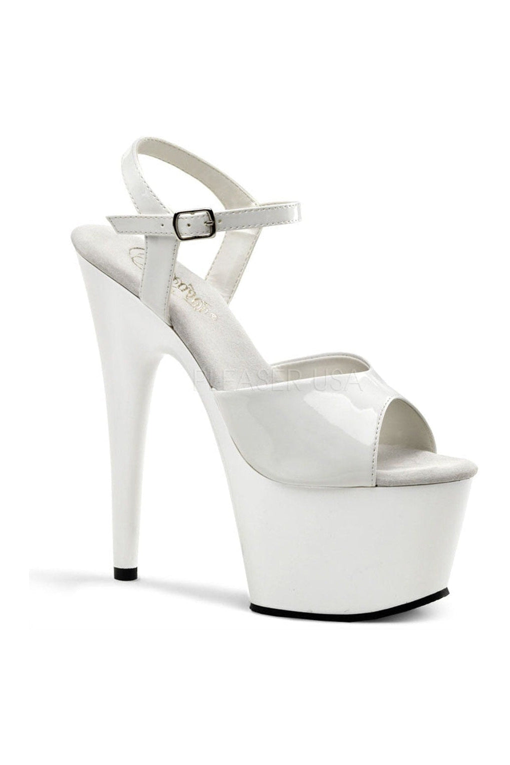 Pleaser ADORE-709 Platform Sandal in White Patent from SexyShoes.com