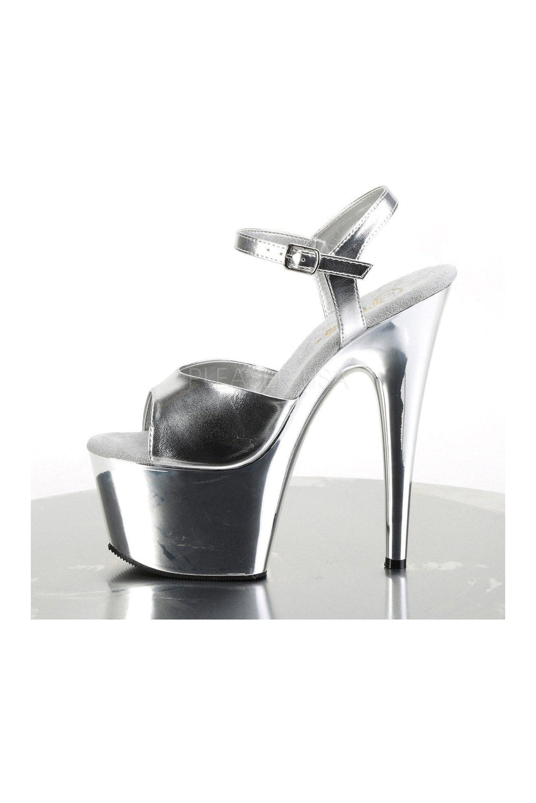 Pleaser ADORE-709 Platform Sandals in Silver Faux Leather