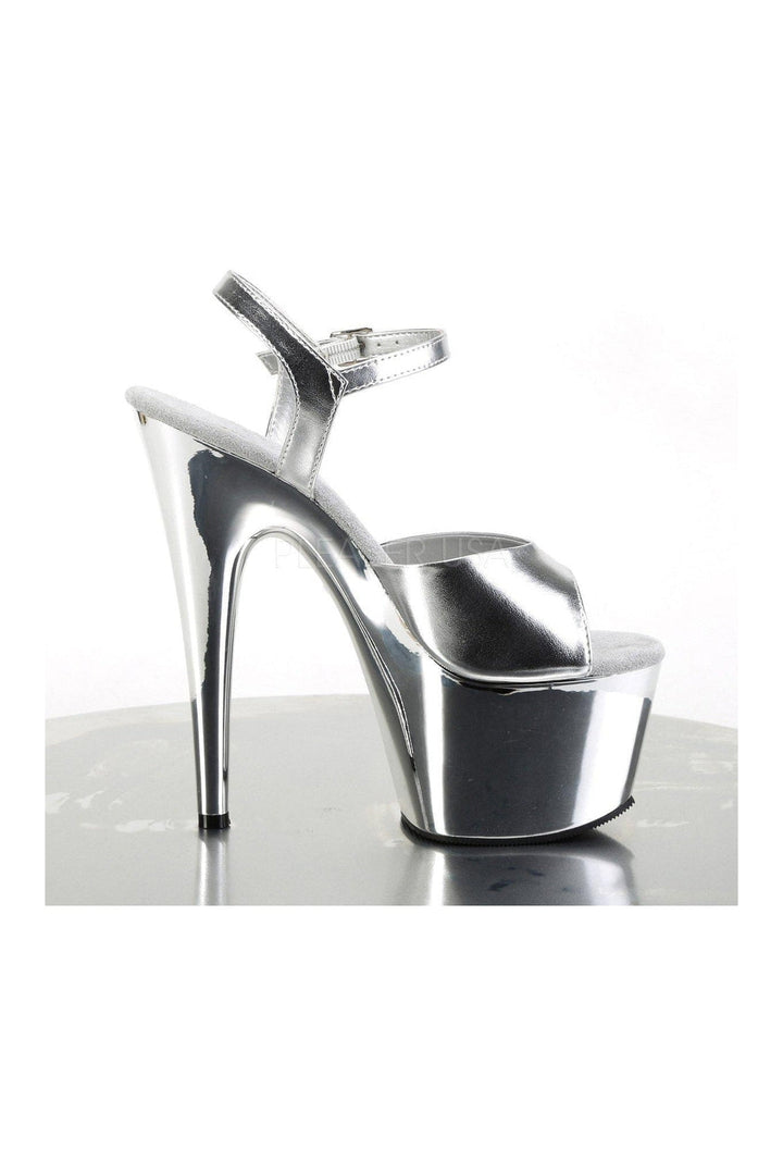 ADORE-709 Platform Sandals | Silver Faux Leather-Pleaser-Sandals-SEXYSHOES.COM