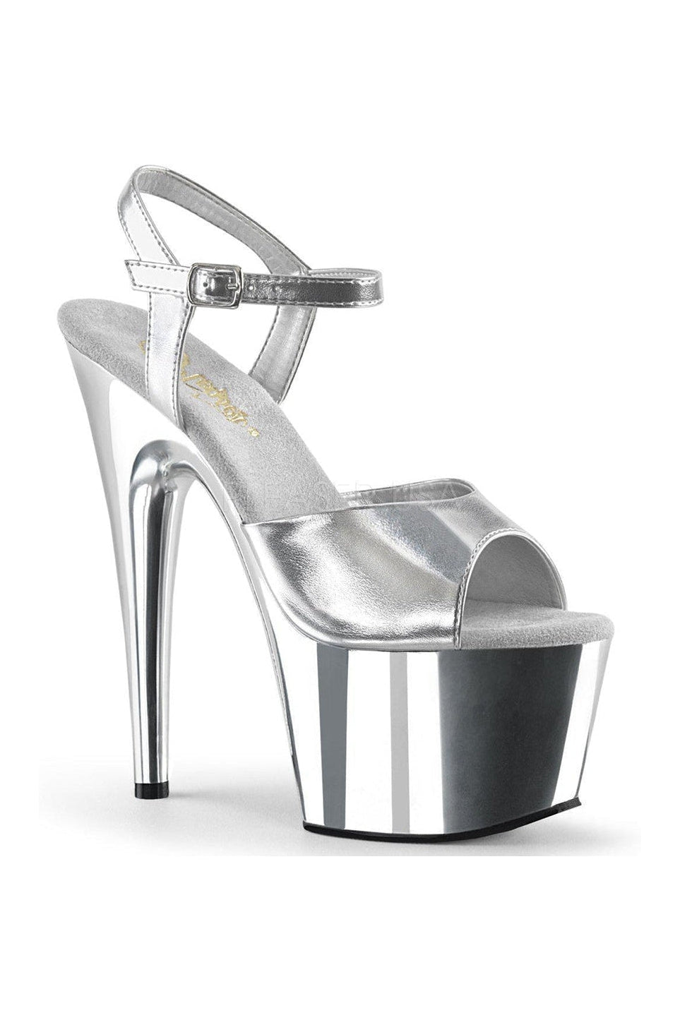 ADORE-709 Platform Sandals | Silver Faux Leather-Pleaser-Silver-Sandals-SEXYSHOES.COM