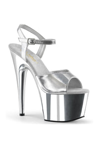 Pleaser ADORE-709 Platform Sandals in Silver Faux Leather from SexyShoes.com