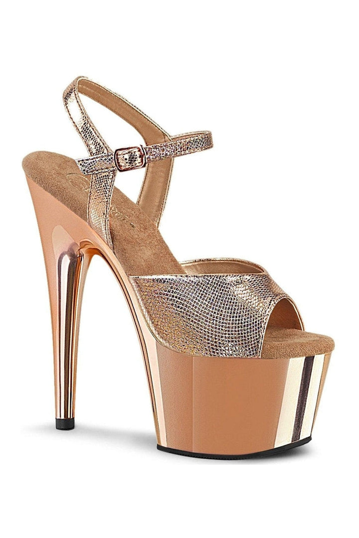 ADORE-709 Stripper Sandal | RoseGold Faux Leather-Sandals-Pleaser-RoseGold-6-Faux Leather-SEXYSHOES.COM