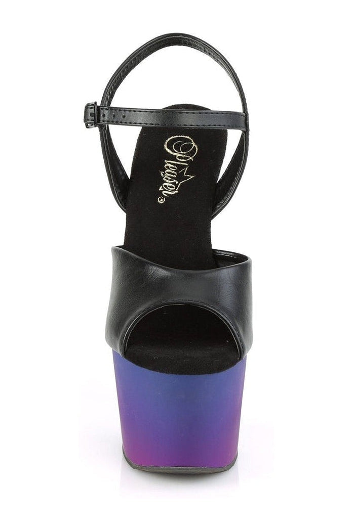 Pleaser ADORE-709BP Exotic Sandal in Black Faux Leather