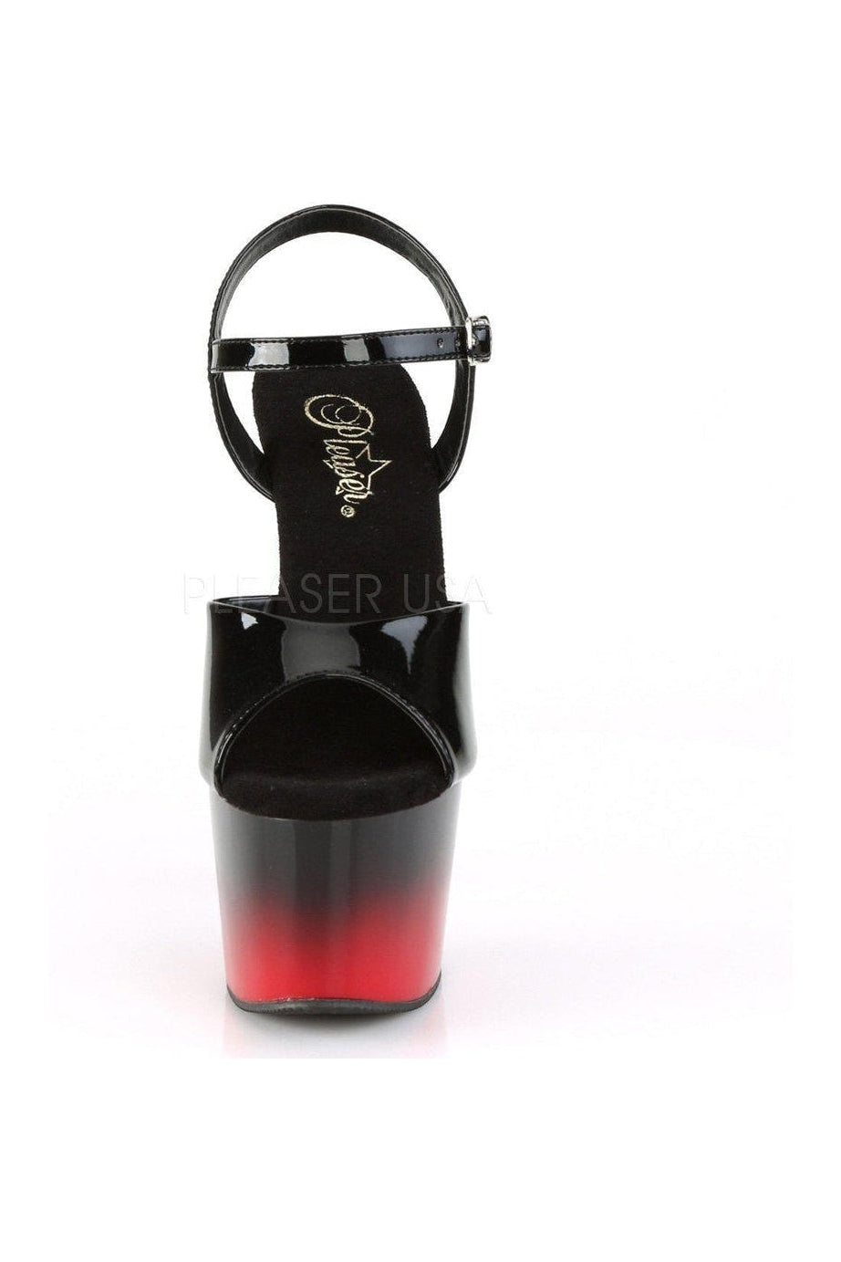 ADORE-709BR-H Platform Sandal | Black Patent-Pleaser-SEXYSHOES.COM