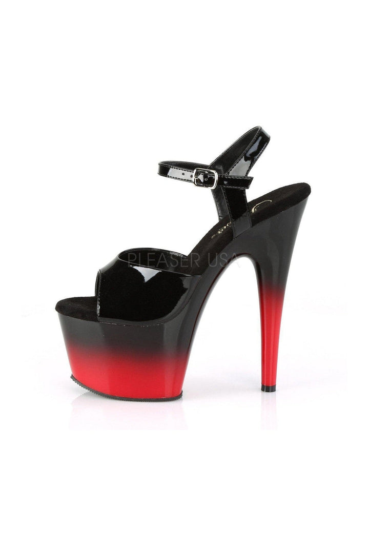 ADORE-709BR-H Platform Sandal | Black Patent-Pleaser-SEXYSHOES.COM