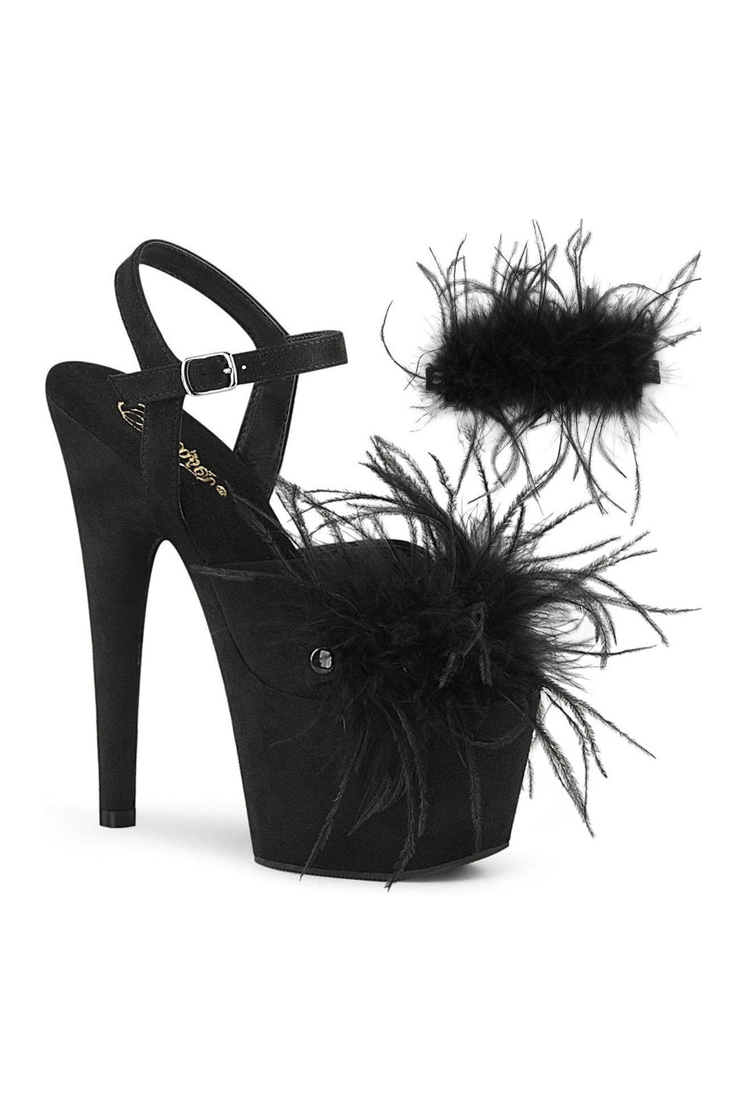 ADORE-709F Stripper Sandal | Black Faux Suede-Sandals-Pleaser-Black-5-Faux Suede-SEXYSHOES.COM