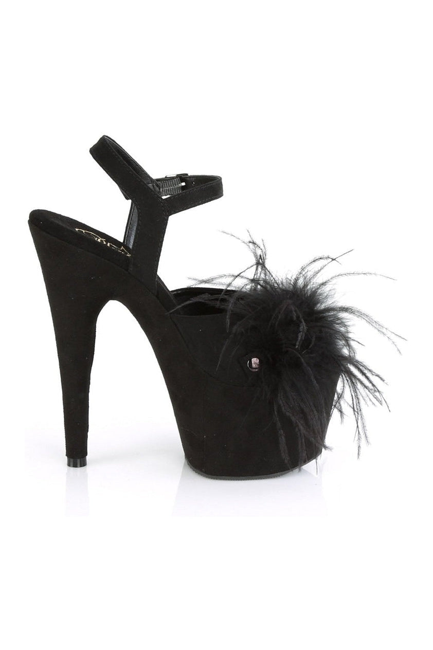 ADORE-709F Stripper Sandal | Black Faux Suede-Sandals-Pleaser-SEXYSHOES.COM