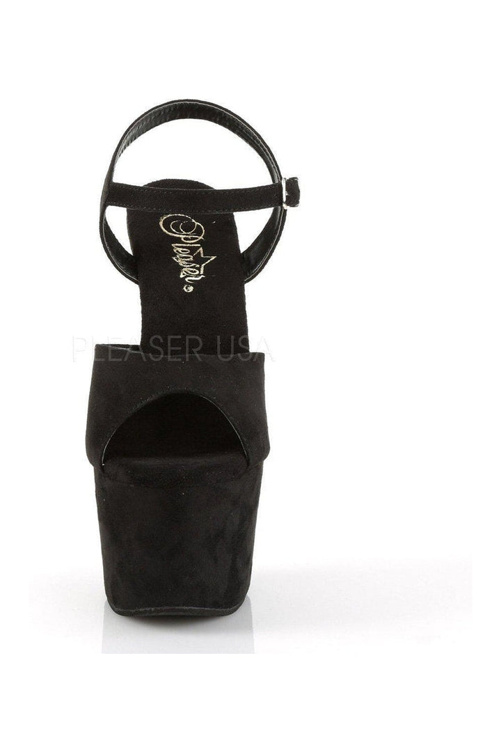 ADORE-709FS Platform Sandal  | Black Faux Suede