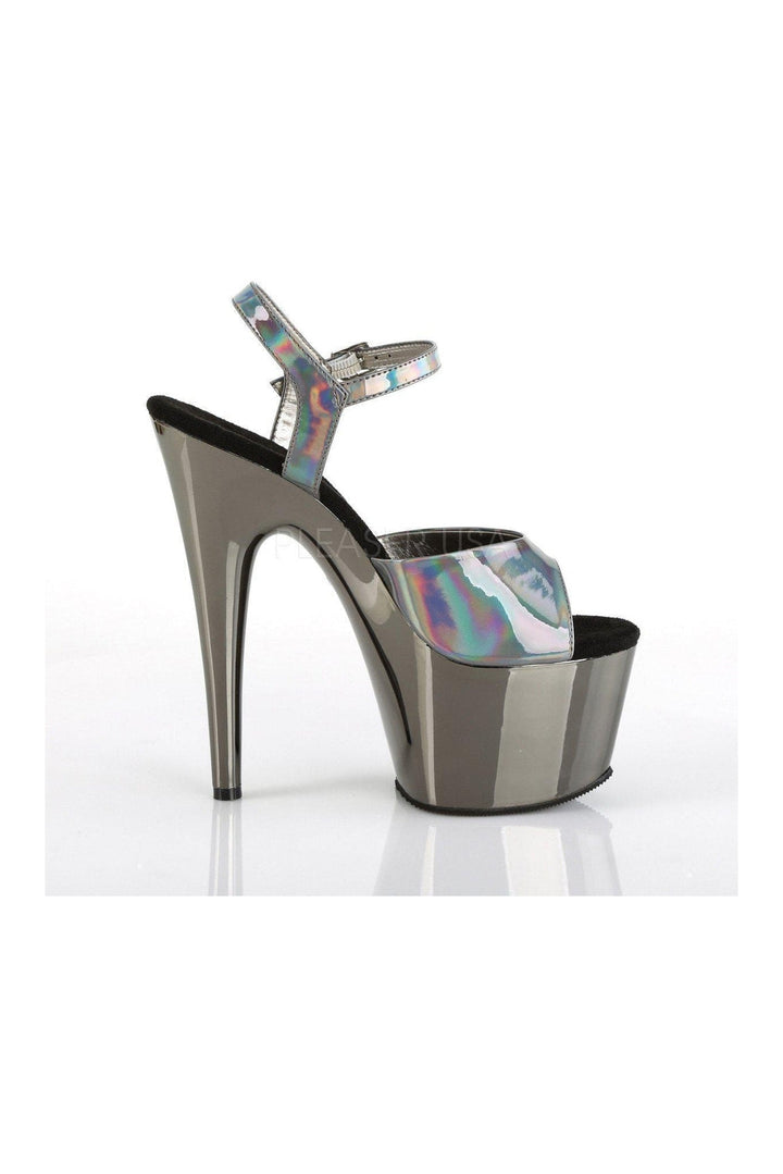 ADORE-709HGCH Platform Sandal | Grey Patent-Pleaser-SEXYSHOES.COM
