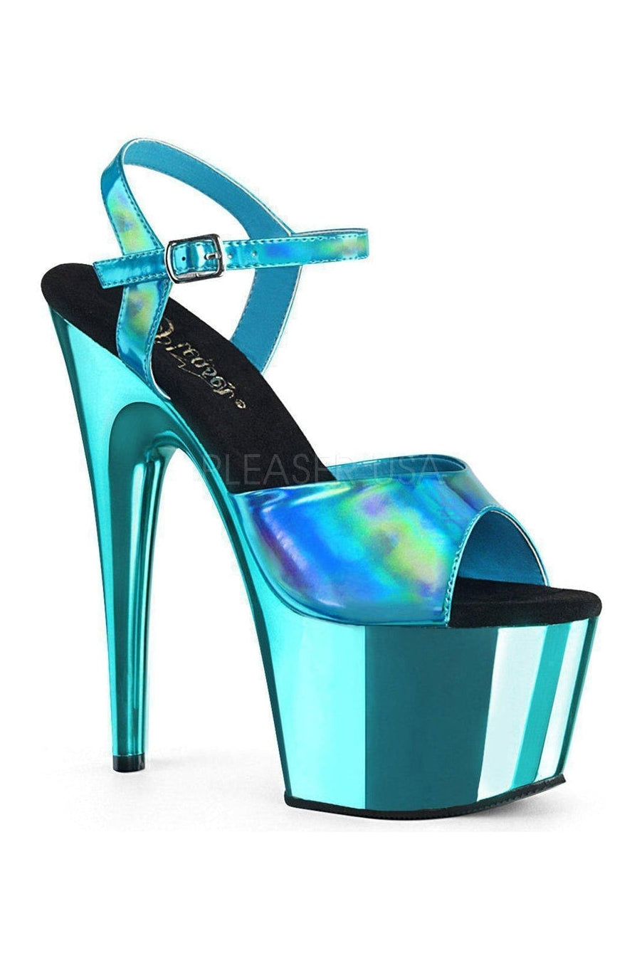 Pleaser ADORE-709HGCH Platform Sandal in Turquoise Patent from SexyShoes.com