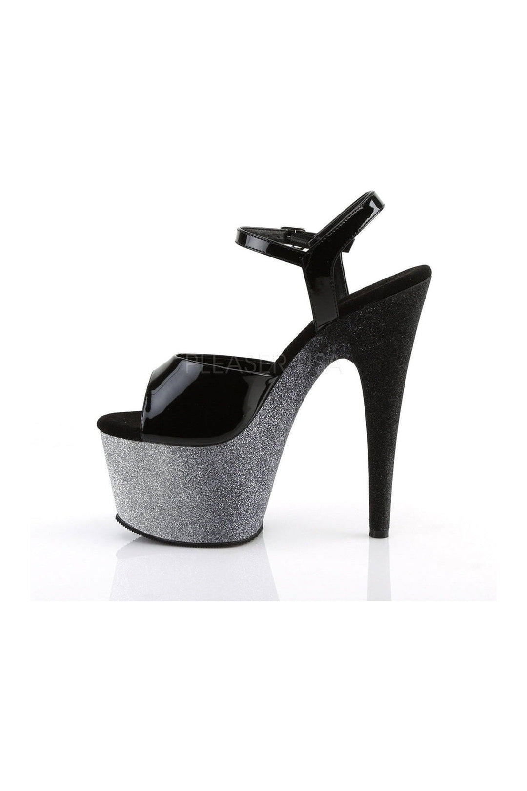 Pleaser ADORE-709OMBRE Platform Sandal in Black Patent