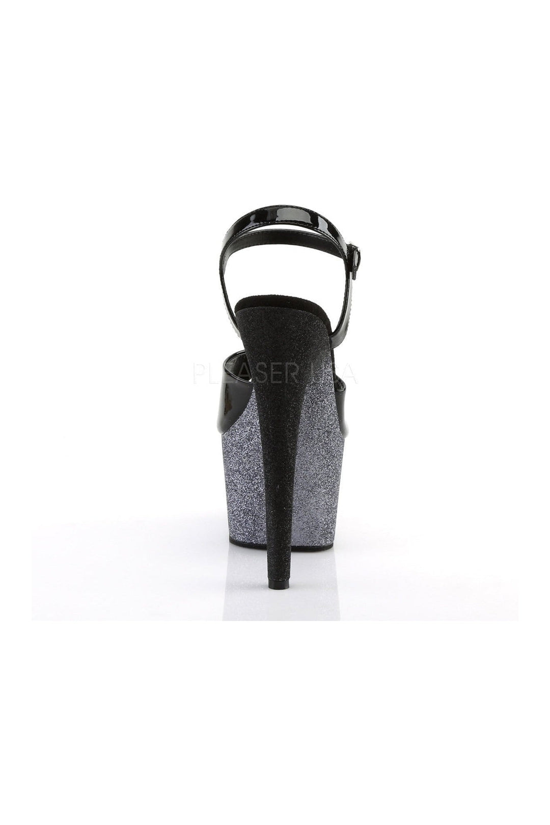 ADORE-709OMBRE Platform Sandal | Black Patent-Pleaser-Sandals-SEXYSHOES.COM