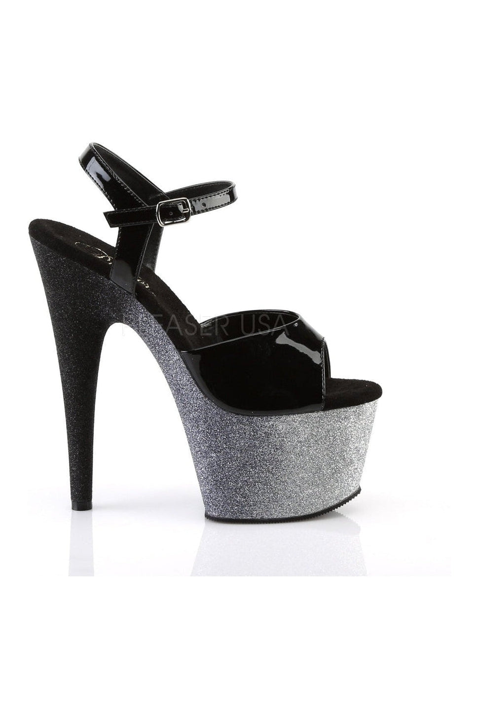 Pleaser ADORE-709OMBRE Platform Sandal in Black Patent