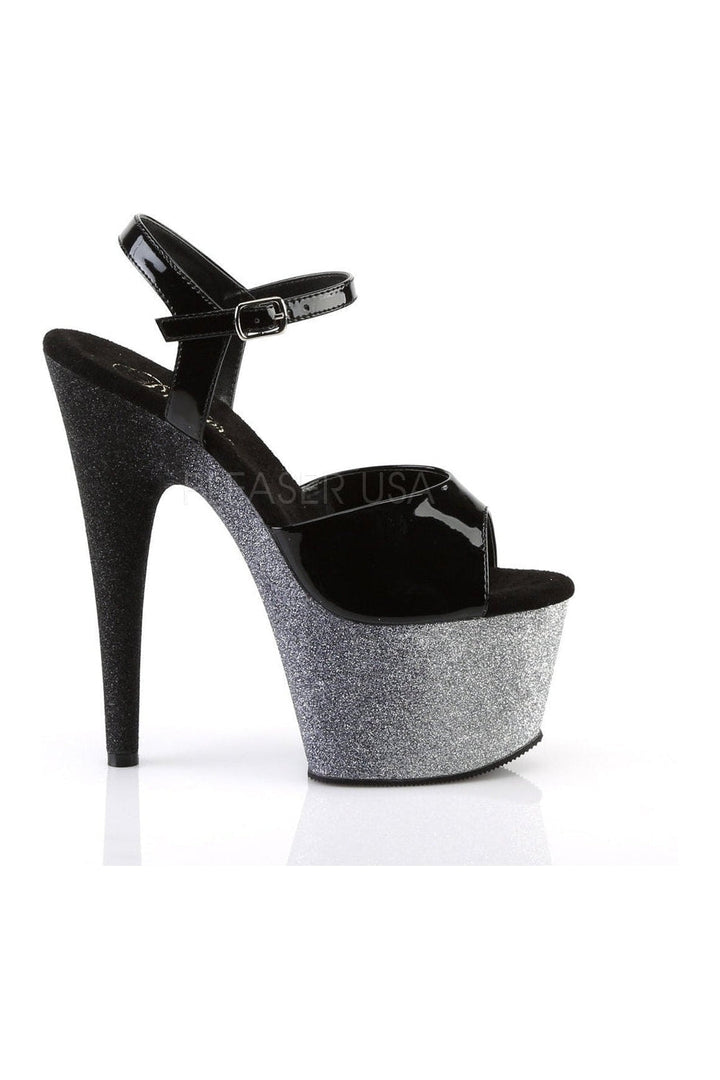 ADORE-709OMBRE Platform Sandal | Black Patent-Pleaser-Sandals-SEXYSHOES.COM