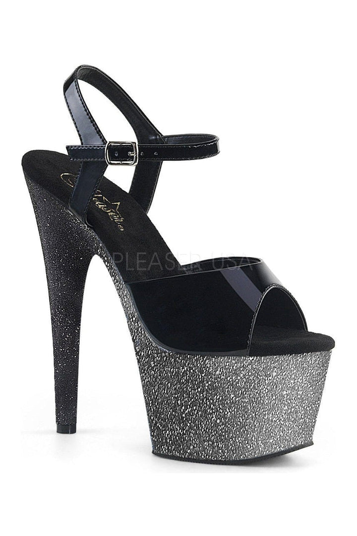 ADORE-709OMBRE Platform Sandal | Black Patent-Pleaser-Black-Sandals-SEXYSHOES.COM