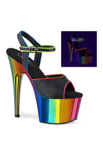 ADORE-709RC-02 Exotic Sandal | Black Faux Leather