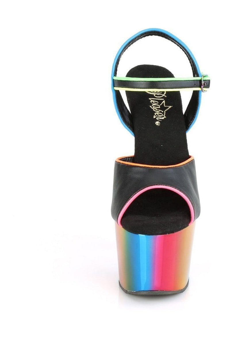 Pleaser ADORE-709RC-02 Exotic Sandal in Black Faux Leather