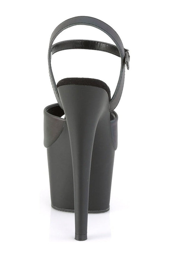 Pleaser ADORE-709REFL Exotic Platform Sandal in Black Faux Leather