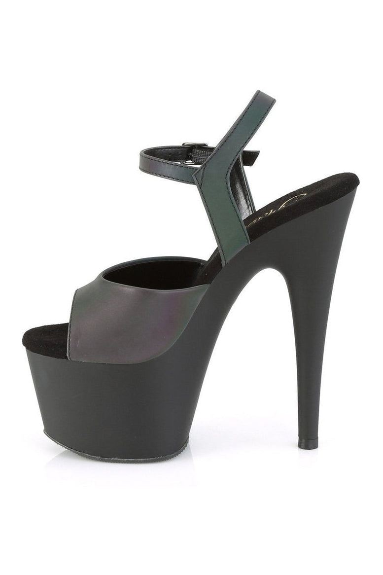 Pleaser ADORE-709REFL Exotic Platform Sandal in Black Faux Leather