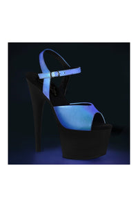 Pleaser ADORE-709REFL Exotic Platform Sandal in Black Faux Leather from SexyShoes.com