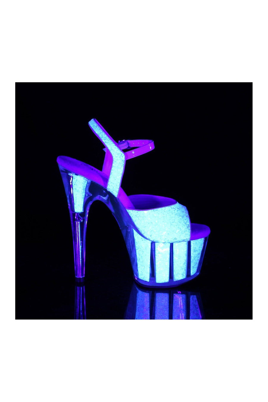 Pleaser ADORE-710UVG Exotic Sandal in Neon Glitter