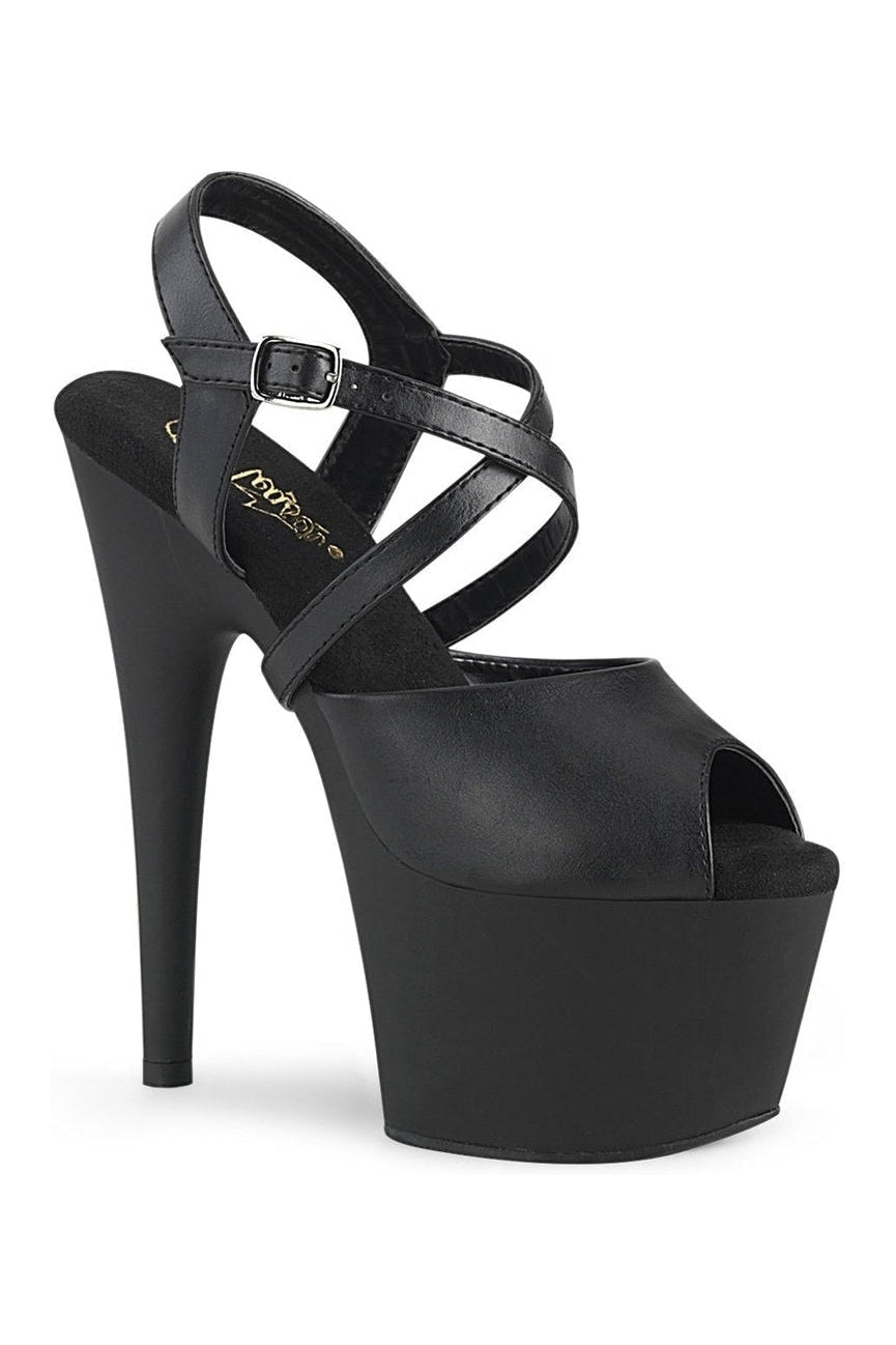 Pleaser ADORE-724 Exotic Sandal in Black Faux Leather from SexyShoes.com