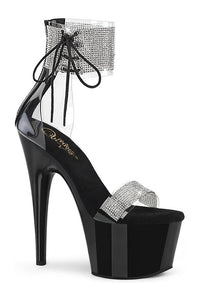 Pleaser ADORE-727RS Exotic Sandal in Black Vinyl from SexyShoes.com